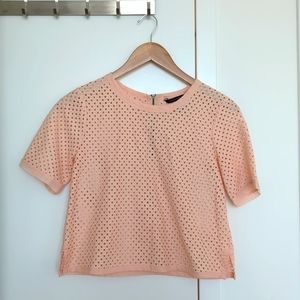 Pink Eyelet Crop Top - Banana Republic, Petite XS